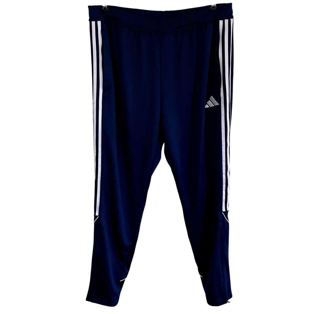 NWT Adidas Aeroready Training Track Pants Navy Blue‎ Striped Tapered Mens XL